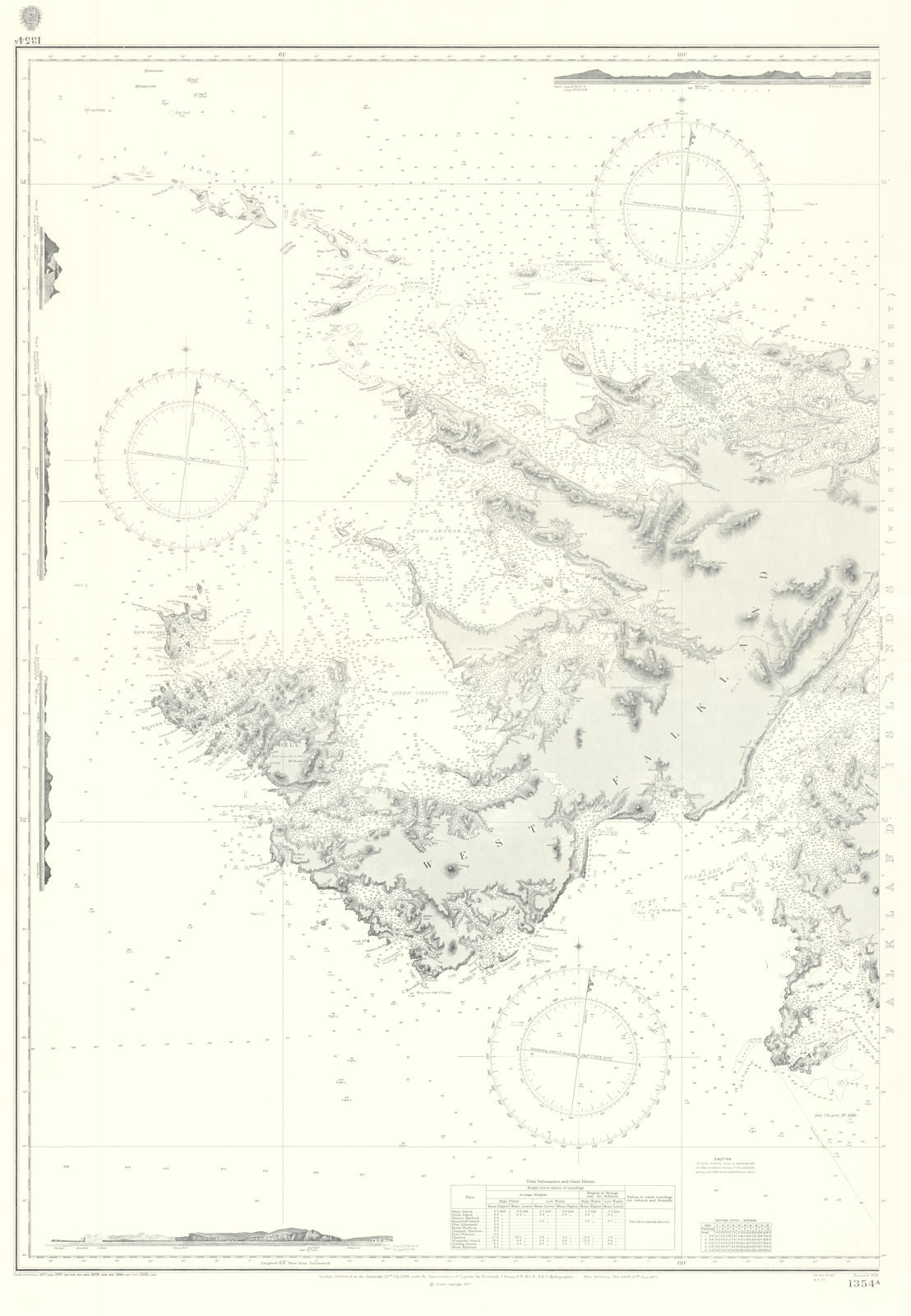 Falkland Islands West Sheet Admiralty chart. HMS Glamorgan 1982. 1884 (1981) map